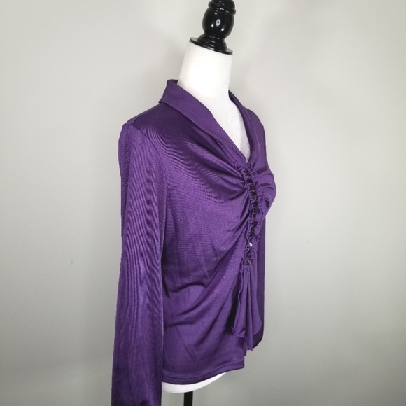 Vintage Amanda Collection Purple Polyester Knit Top. - Picture 4 of 8